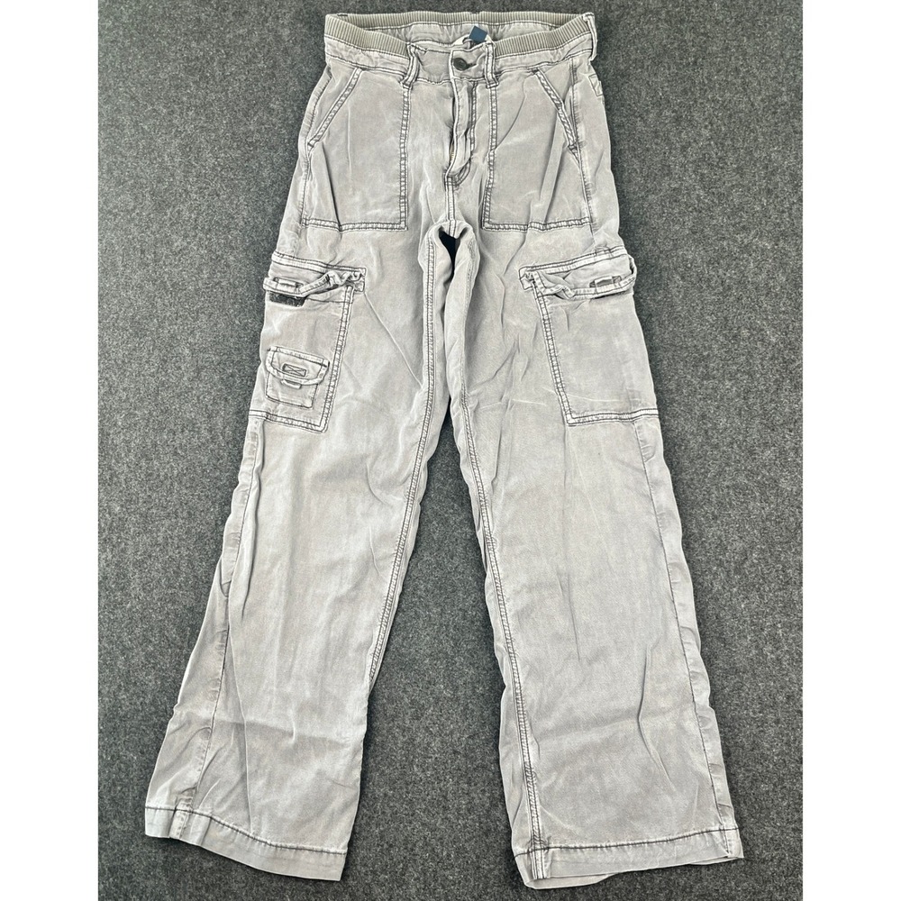 American Eagle Cargo Pants Womens 00 Gray Wide Leg Stretch‎ Utility Trousers